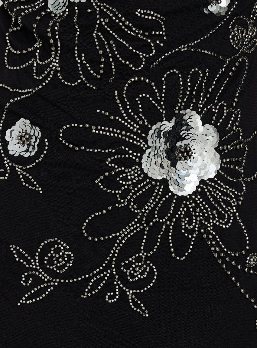 Daphie Beaded Mini Dress Black / Silver