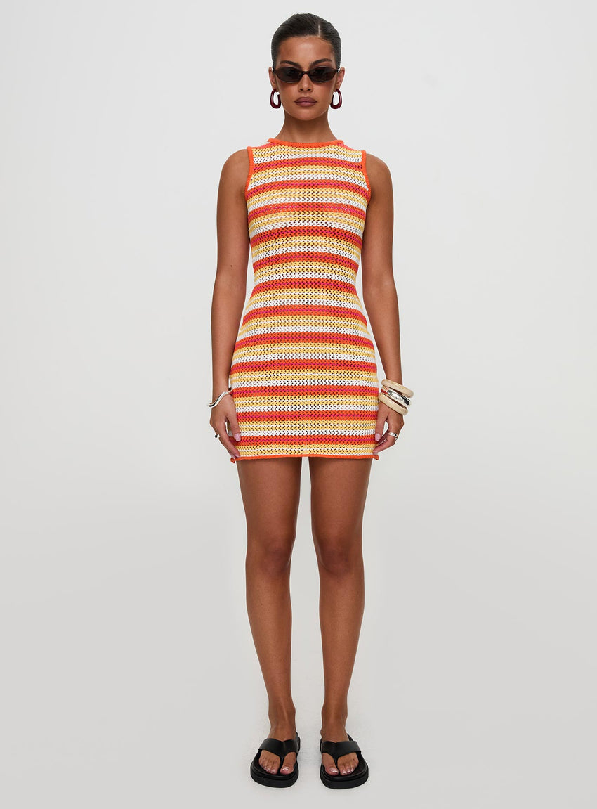 Oxygen Mini Dress Orange Stripe