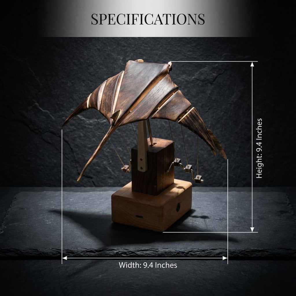Wooden Kinetic Manta Ray Sculpture – Walnut Automata Desk Decor