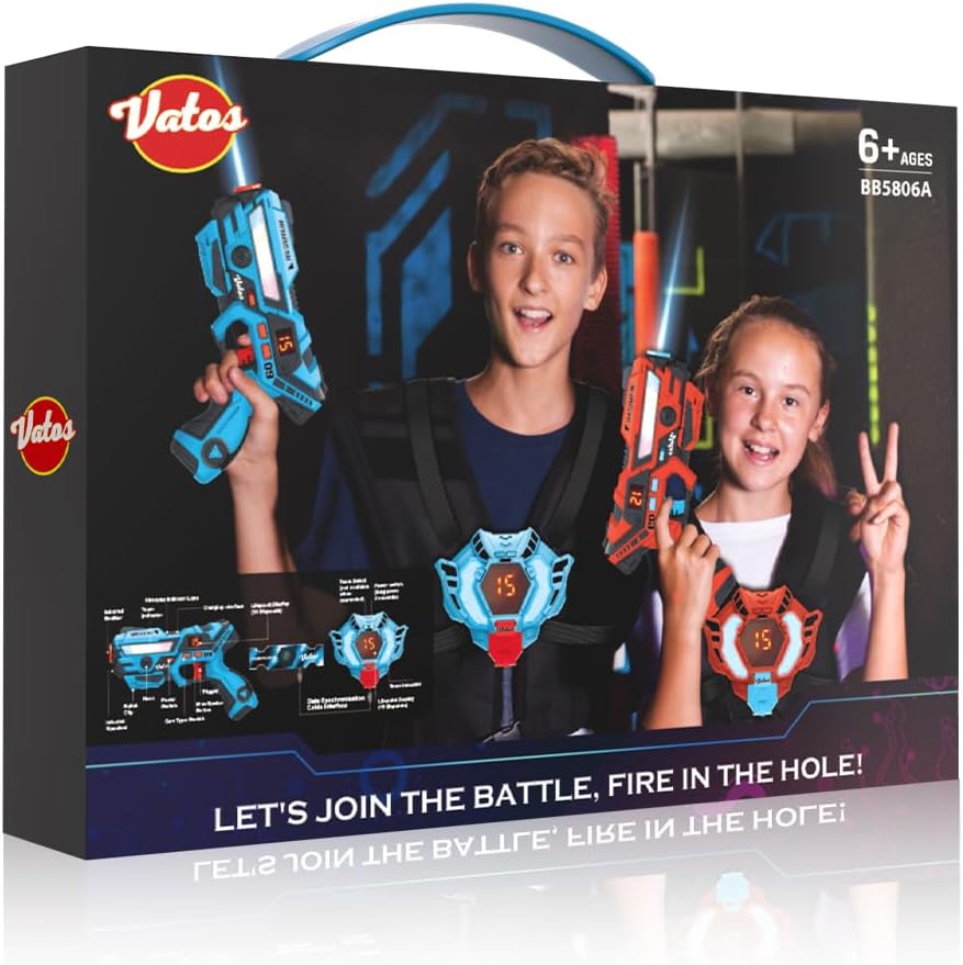Laser Tag Set with LCD Vests – Rechargeable 2 Player Blasters for Kids & Adults