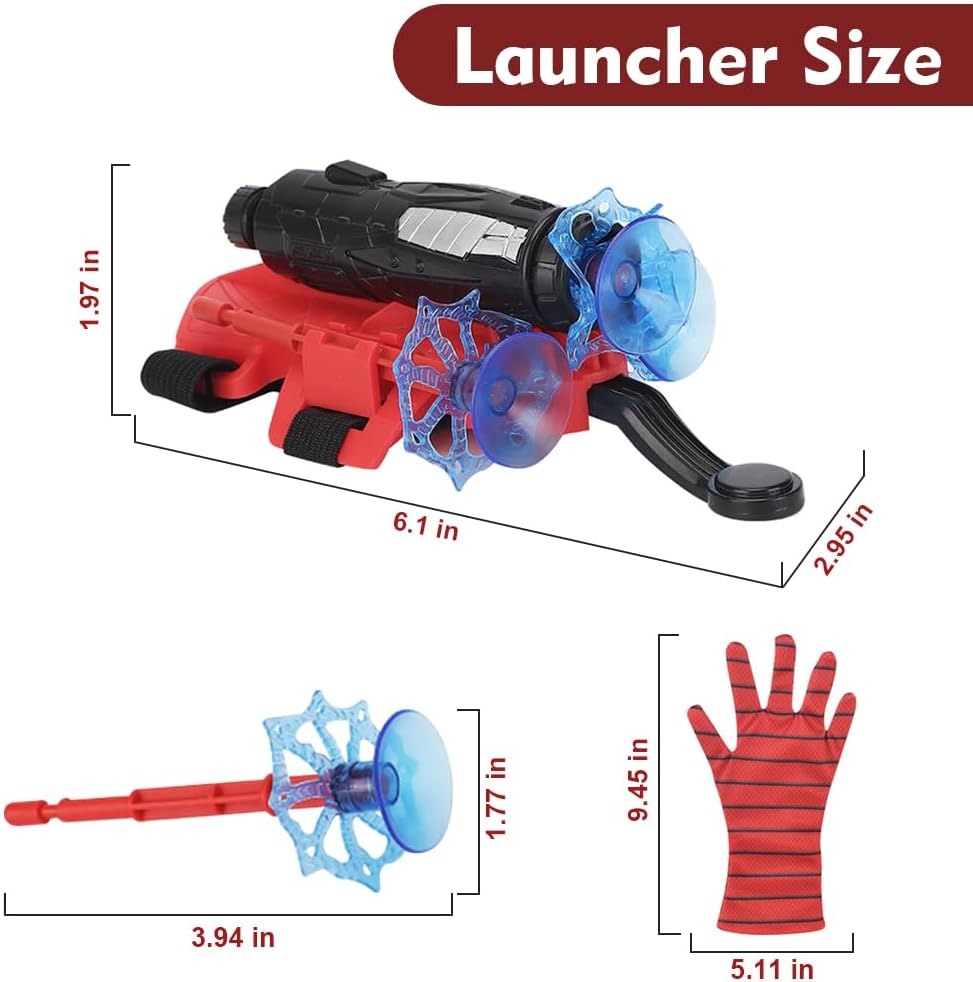 Spider Web Shooter Toy with Gloves - Superhero Wrist Launcher for Kids, Cosplay & Party Gift, Fun Toy