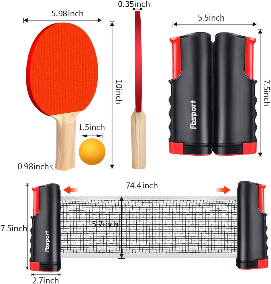 Portable Ping Pong Paddle Set – Retractable Table Tennis Net & 6 Balls