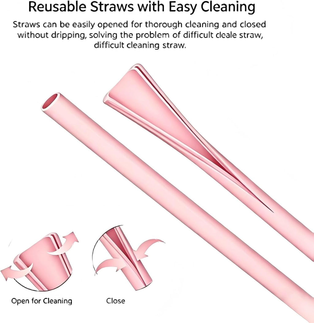 Reusable Boba Straw Keychain – Collapsible Silicone Straw with Case