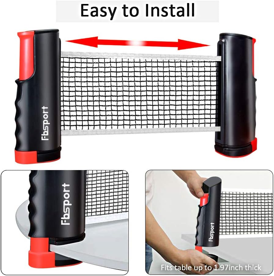Portable Ping Pong Paddle Set – Retractable Table Tennis Net & 6 Balls