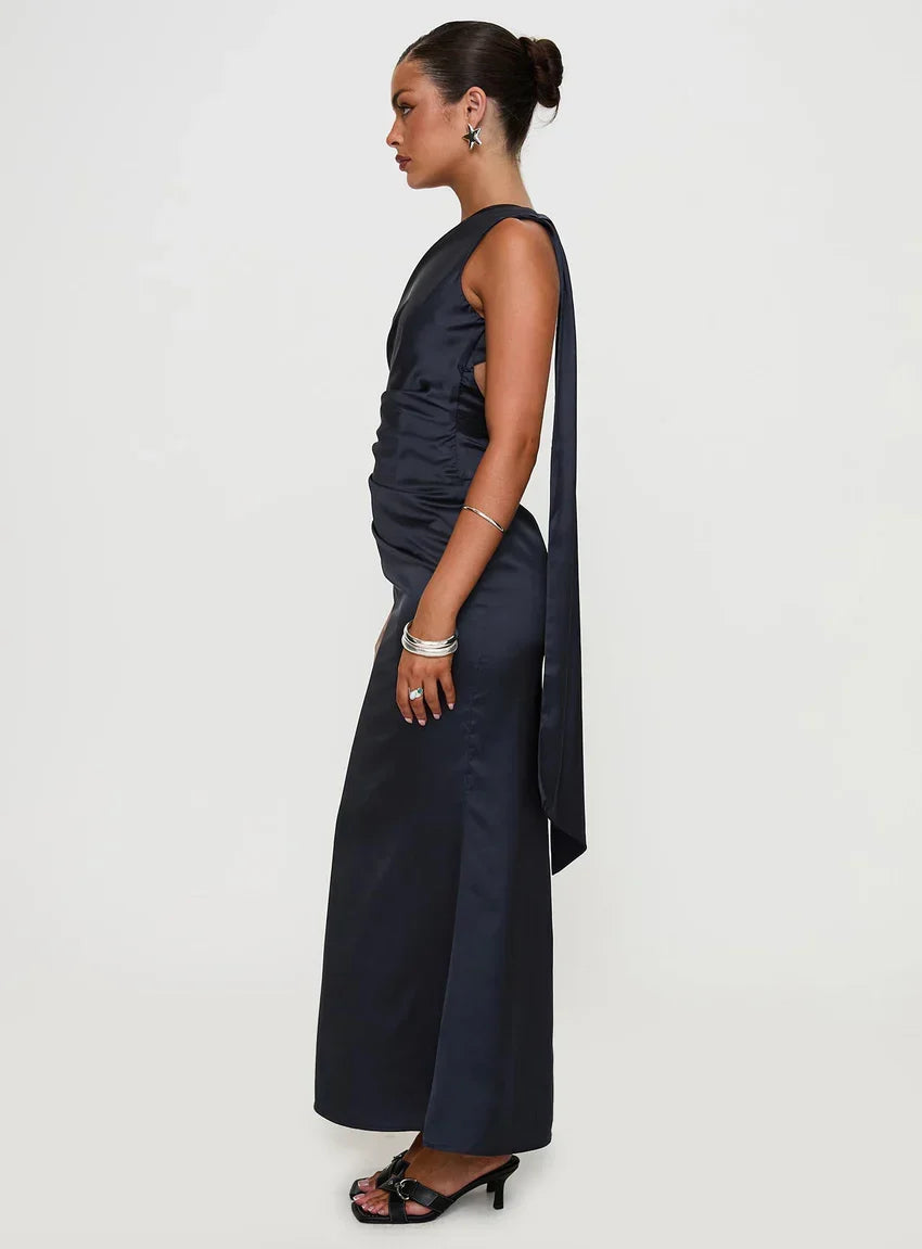 Dulcia One Shoulder Maxi Dress Blue