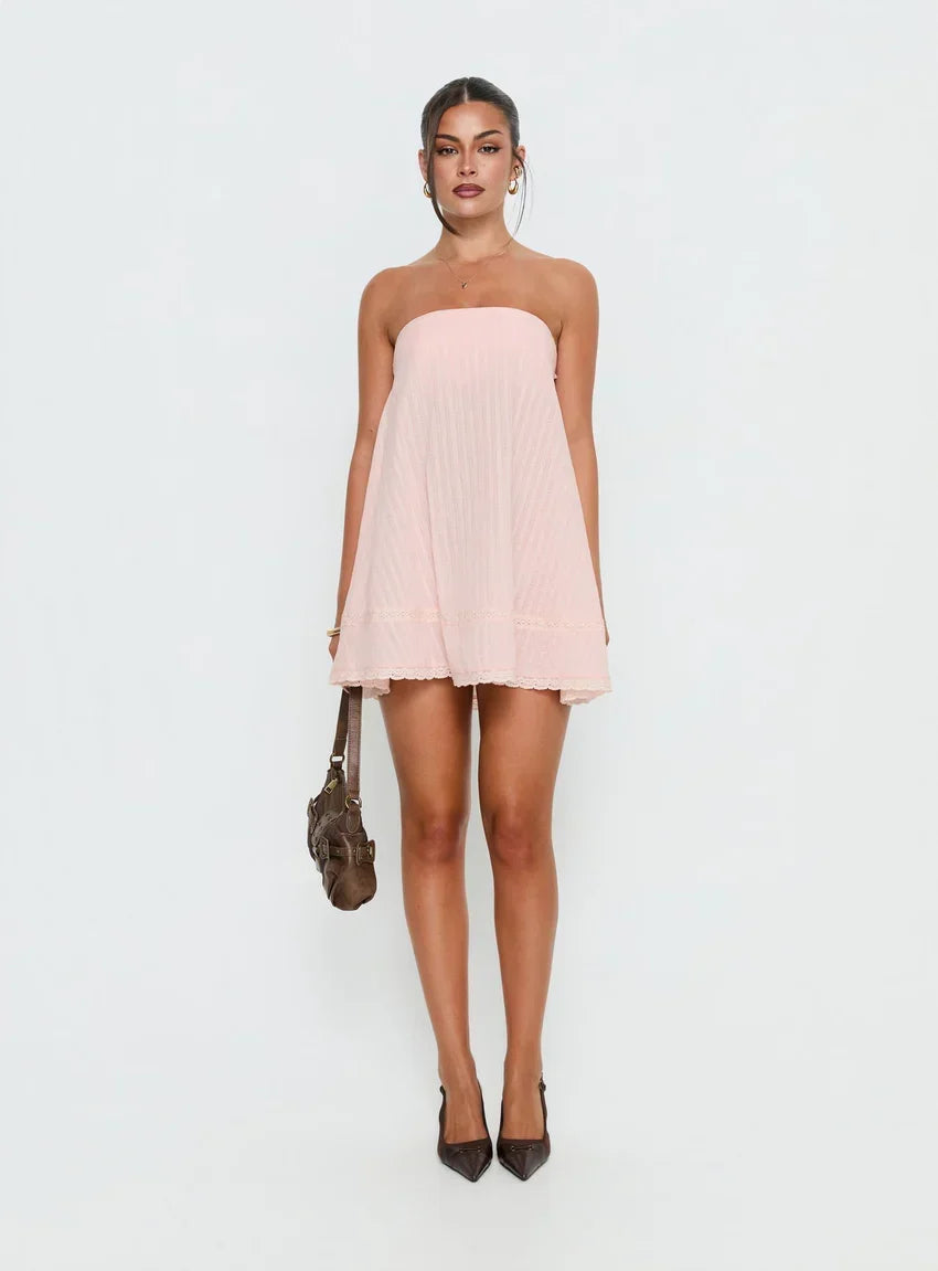 Gypsea Strapless Swing Mini Dress Light Pink