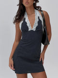 Pursuit Of Love Halter Mini Dress Navy