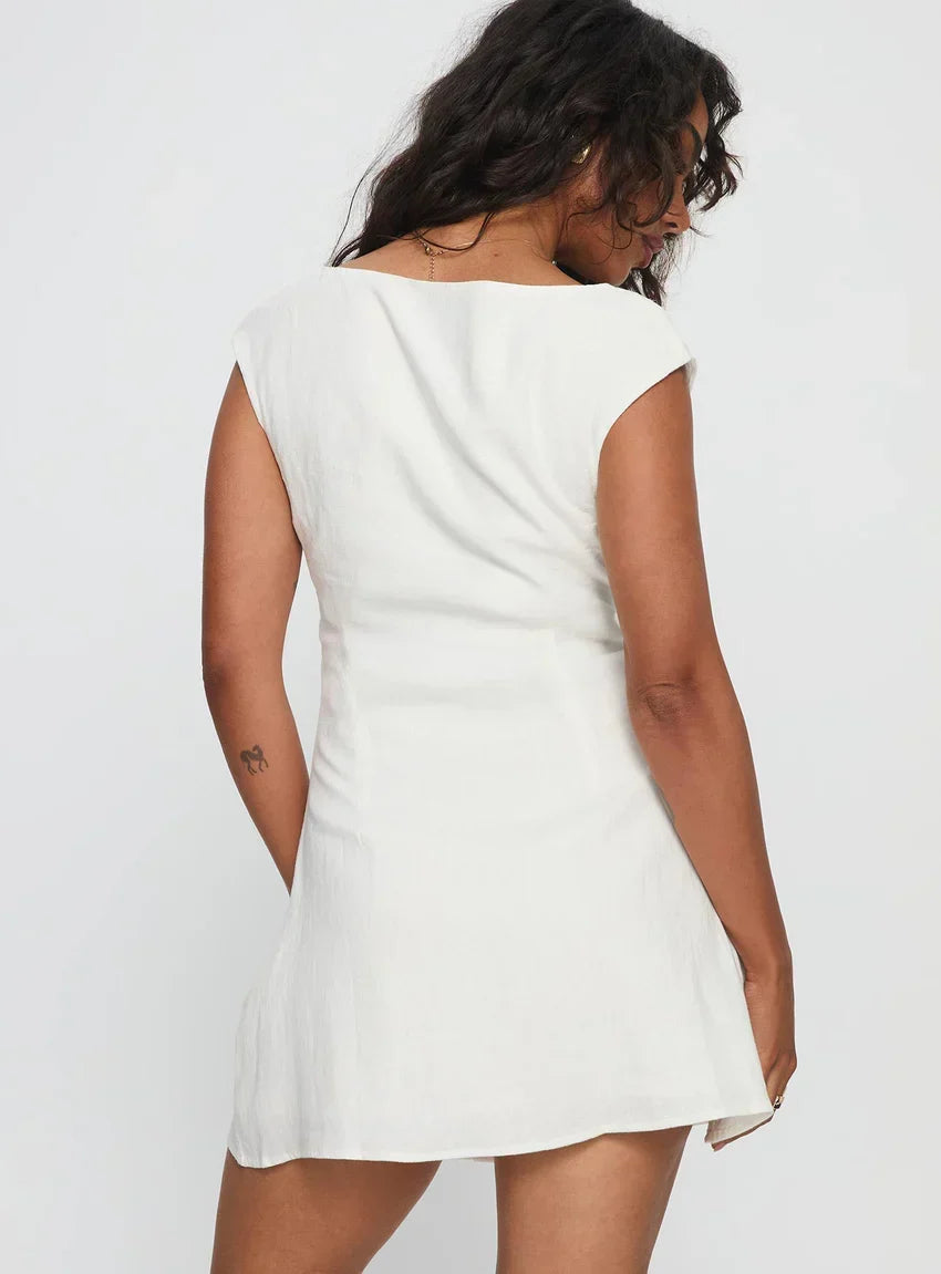 Lover Like Me Linen Mini Dress White VIP
