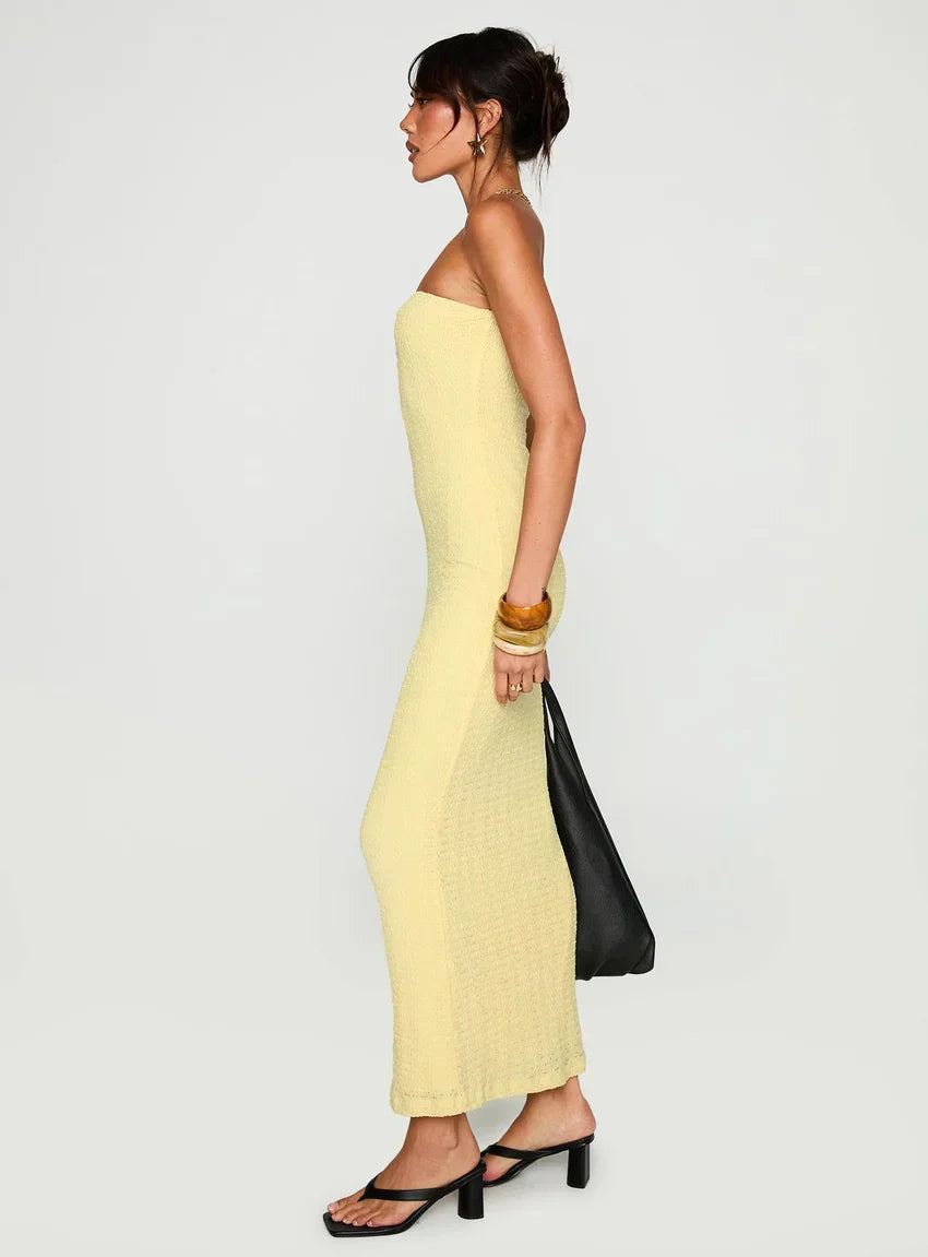Saijana Strapless Maxi Dress Lemon