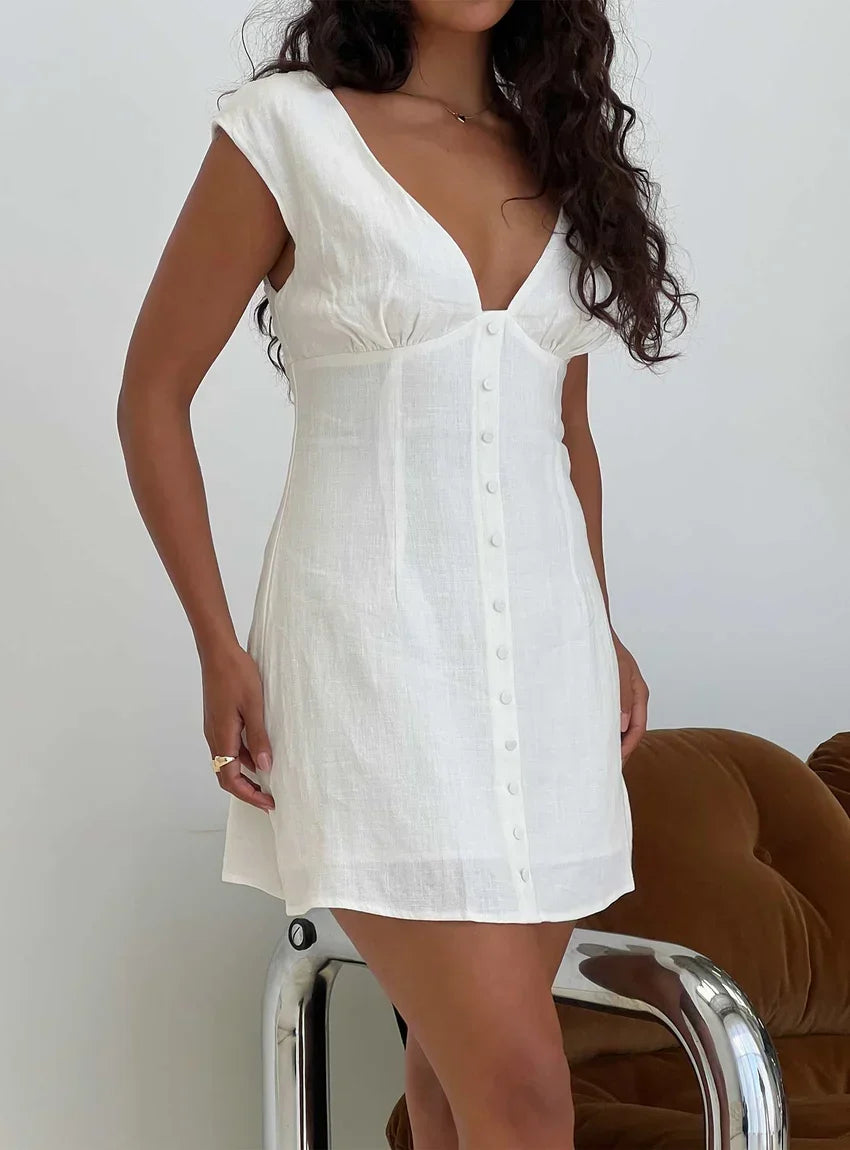 Lover Like Me Linen Mini Dress White VIP