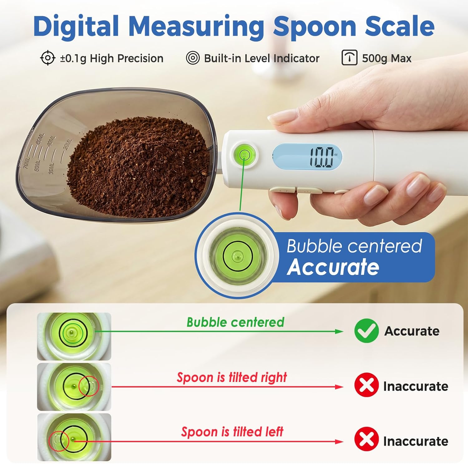 Digital Measuring Spoon Scale – Rechargeable 0.1g Precision Gram Scale