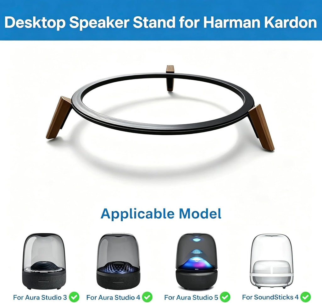 Speaker Stand for Harman Kardon Aura Studio 3 & 4 – Metal & Wood Desk Stand
