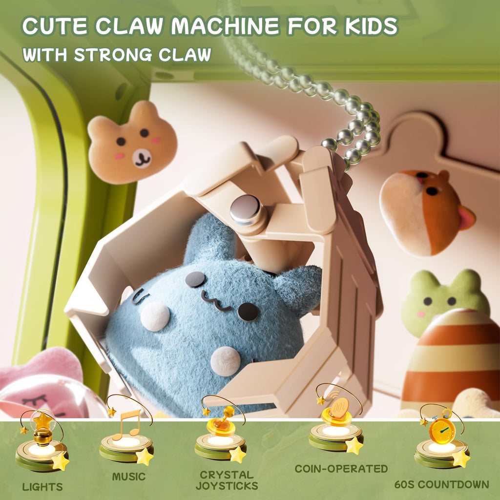 Claw Machine for Kids with 64 Dinosaur Toys - Mini Arcade Prize Game with Lights & Sounds, Ages 3-8