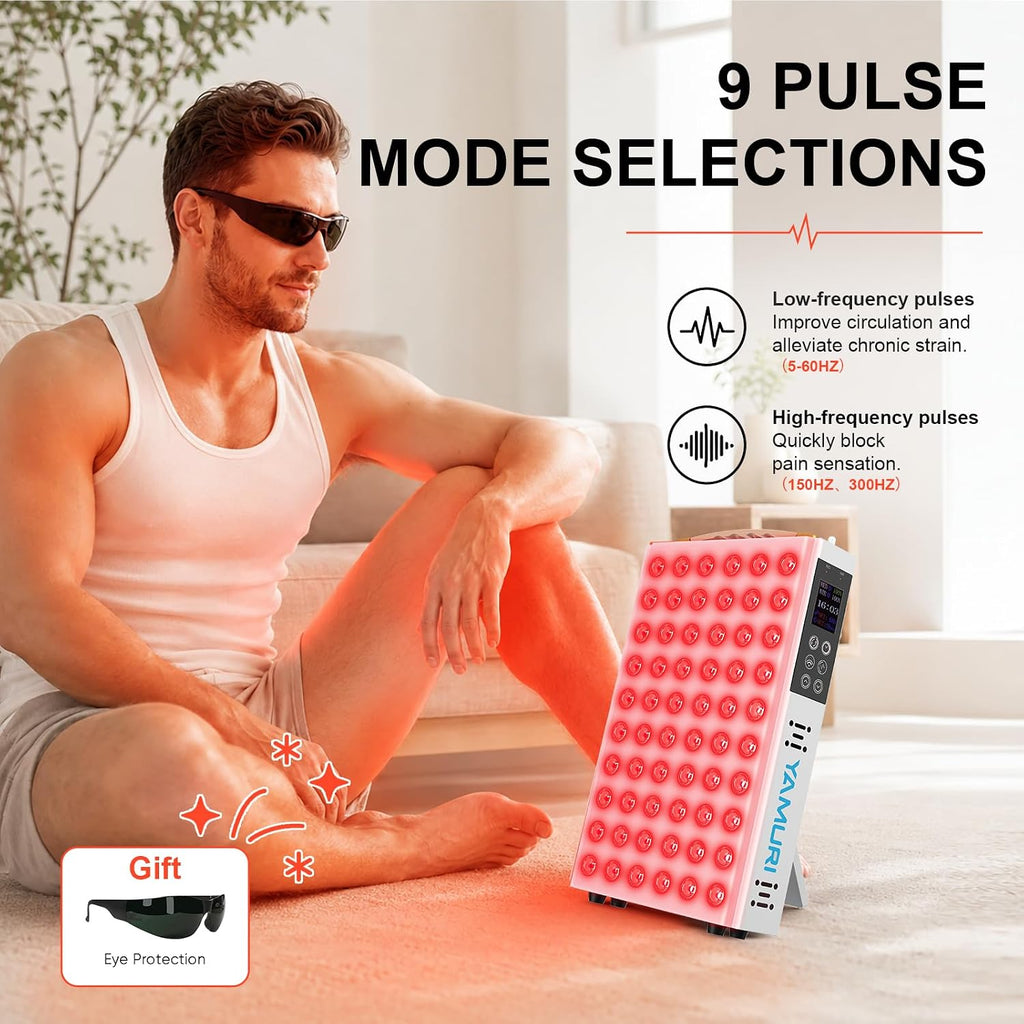 Red Light Therapy Panel – 660nm 850nm 60 LED Lamp with Timer & Stand