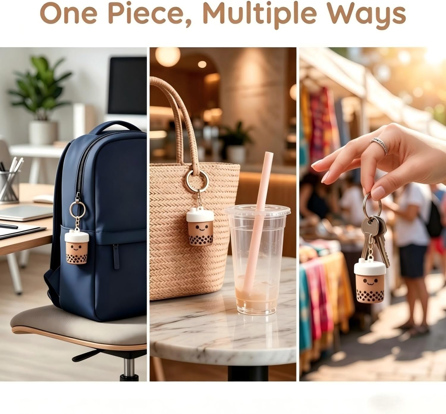Reusable Boba Straw Keychain – Collapsible Silicone Straw with Case