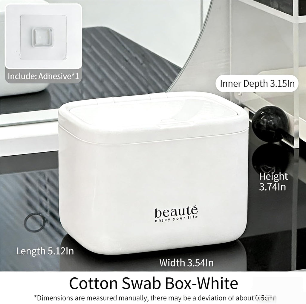 Pop-Up Cotton Swab Holder – 4-Compartment Wall Mount Bathroom Organizer
