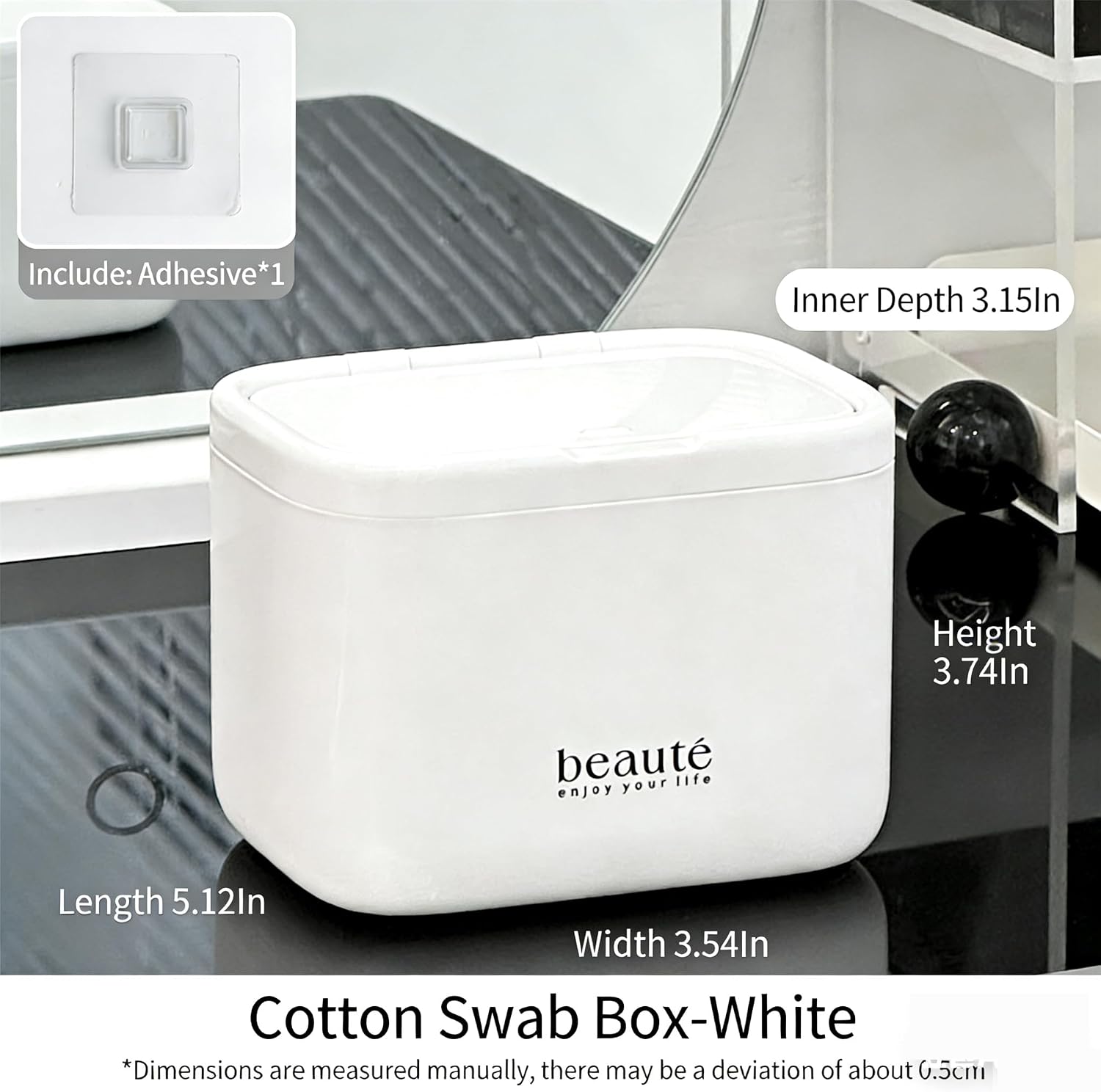 Pop-Up Cotton Swab Holder – 4-Compartment Wall Mount Bathroom Organizer