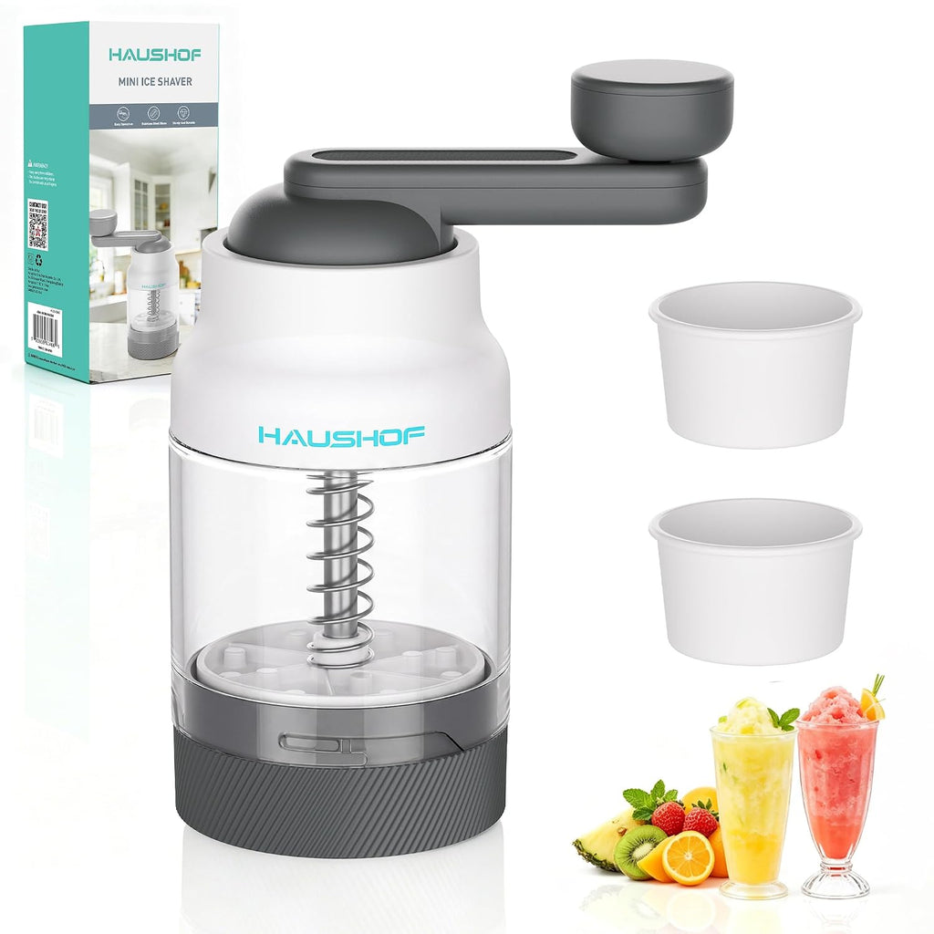 HAUSHOF Manual Ice Shaver – Hand Crank Shaved Ice Machine with Ice Mold