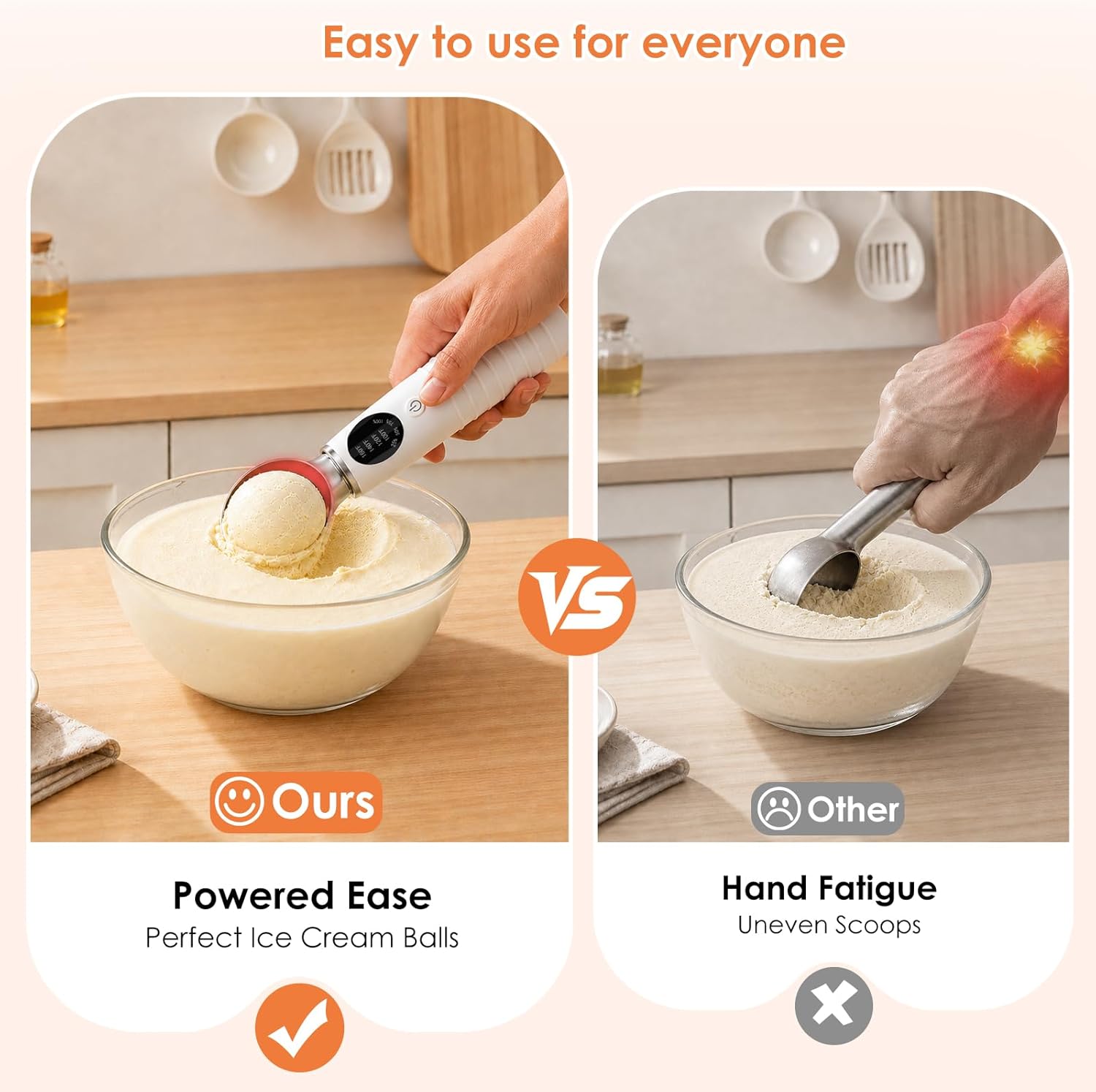 Electric Heated Ice Cream Scoop – Rechargeable Warming Scooper with LED