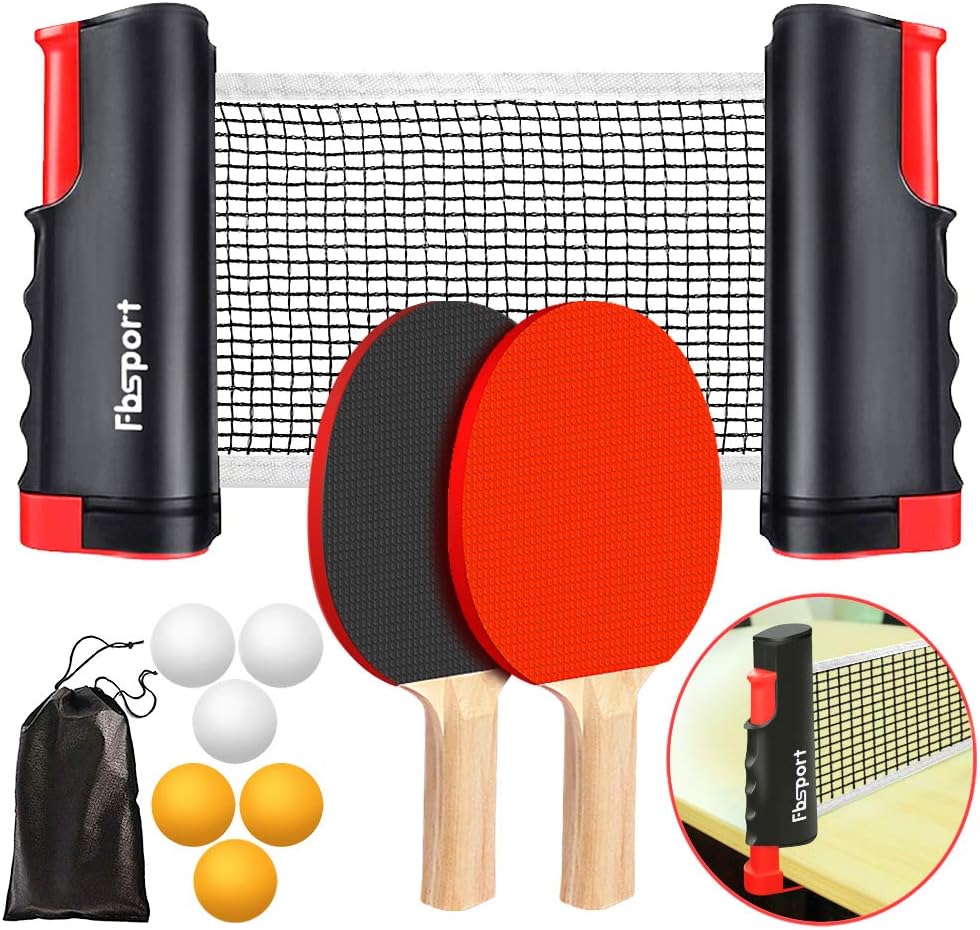 Portable Ping Pong Paddle Set – Retractable Table Tennis Net & 6 Balls