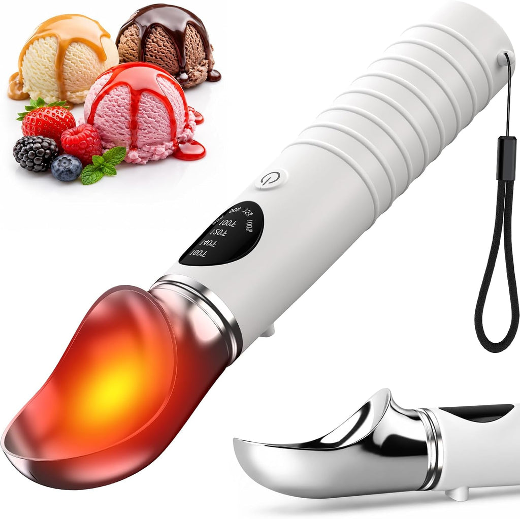 Electric Heated Ice Cream Scoop – Rechargeable Warming Scooper with LED