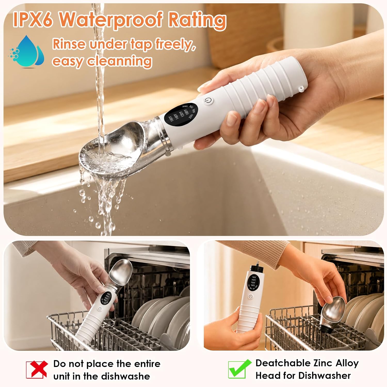 Electric Heated Ice Cream Scoop – Rechargeable Warming Scooper with LED