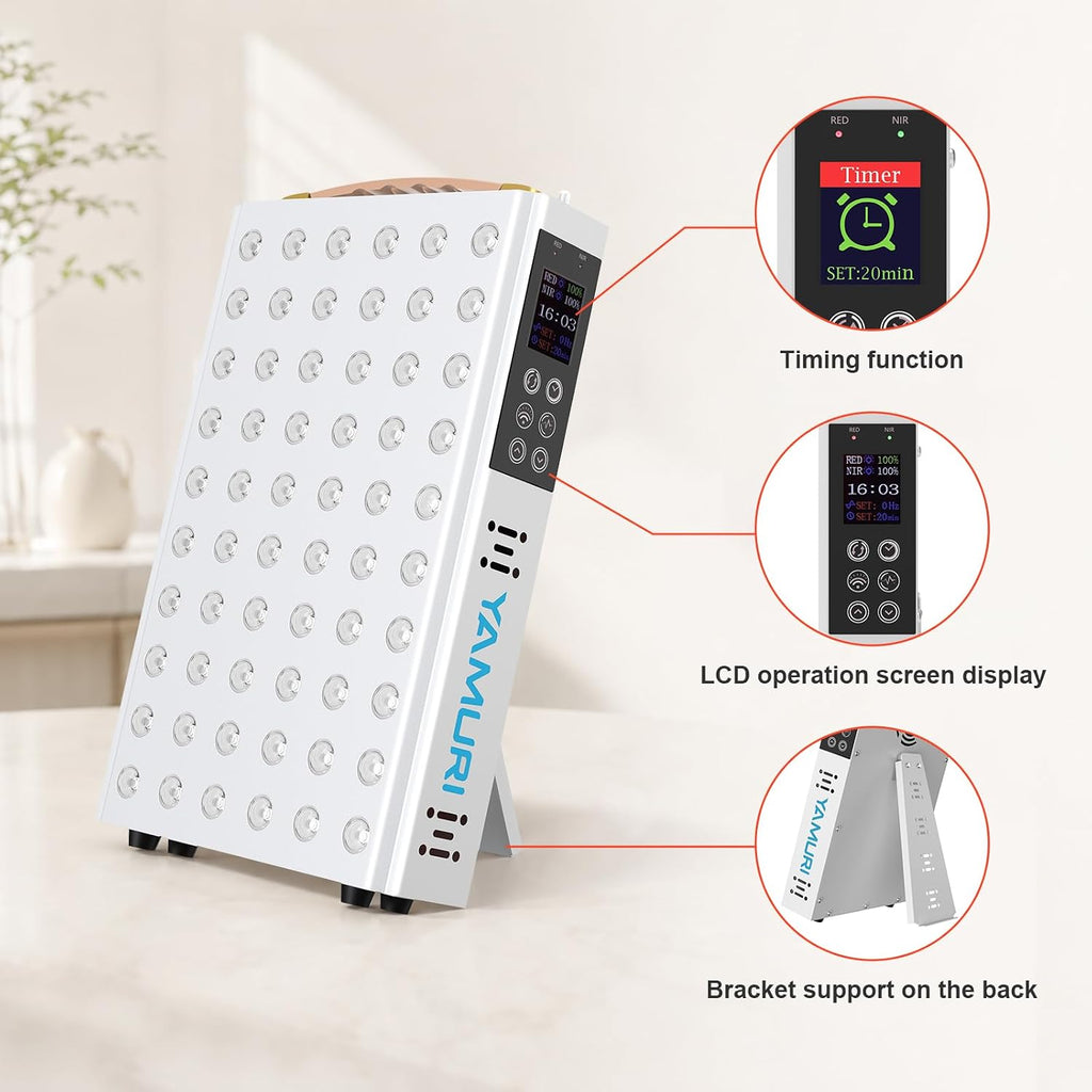 Red Light Therapy Panel – 660nm 850nm 60 LED Lamp with Timer & Stand