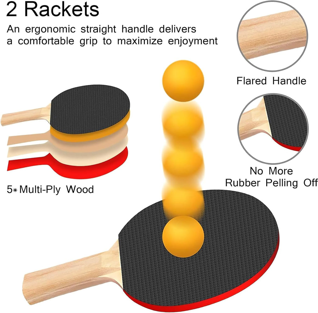 Portable Ping Pong Paddle Set – Retractable Table Tennis Net & 6 Balls