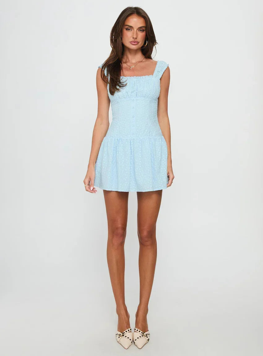 Esrie Broderie Mini Dress Blue