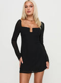 Monologue Long Sleeve Mini Dress Black