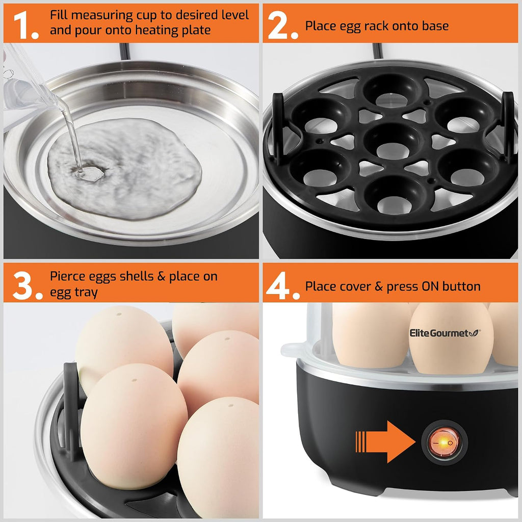 Electric Egg Cooker – 7-Egg Boiler & Steamer with Auto Shut-Off