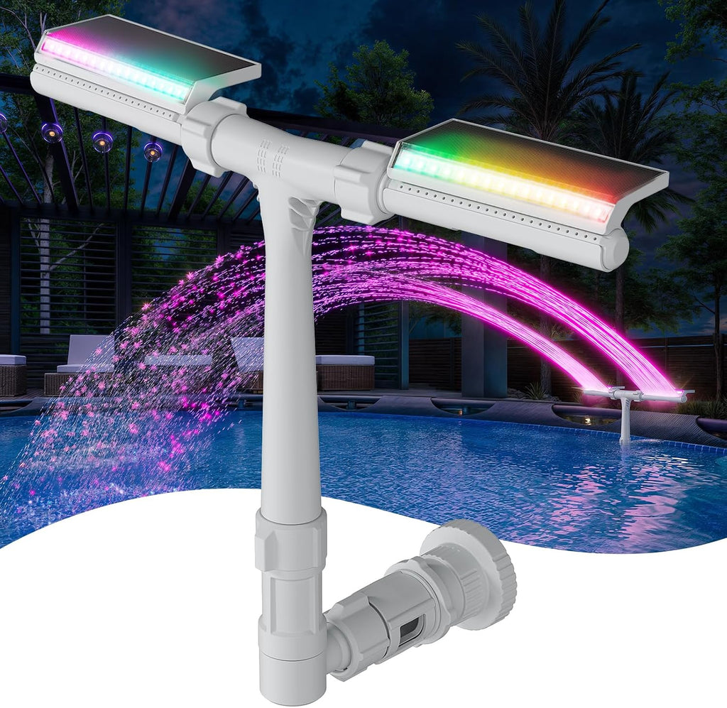 Solar Pool Fountain with LED Lights – Automatic Floating Waterfall Aerator