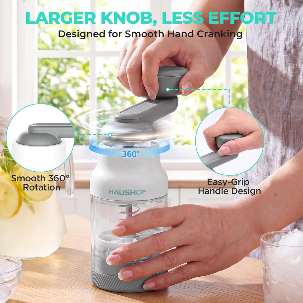 HAUSHOF Manual Ice Shaver – Hand Crank Shaved Ice Machine with Ice Mold