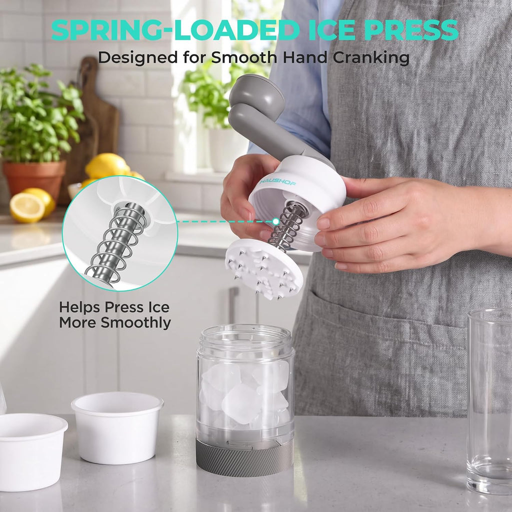 HAUSHOF Manual Ice Shaver – Hand Crank Shaved Ice Machine with Ice Mold