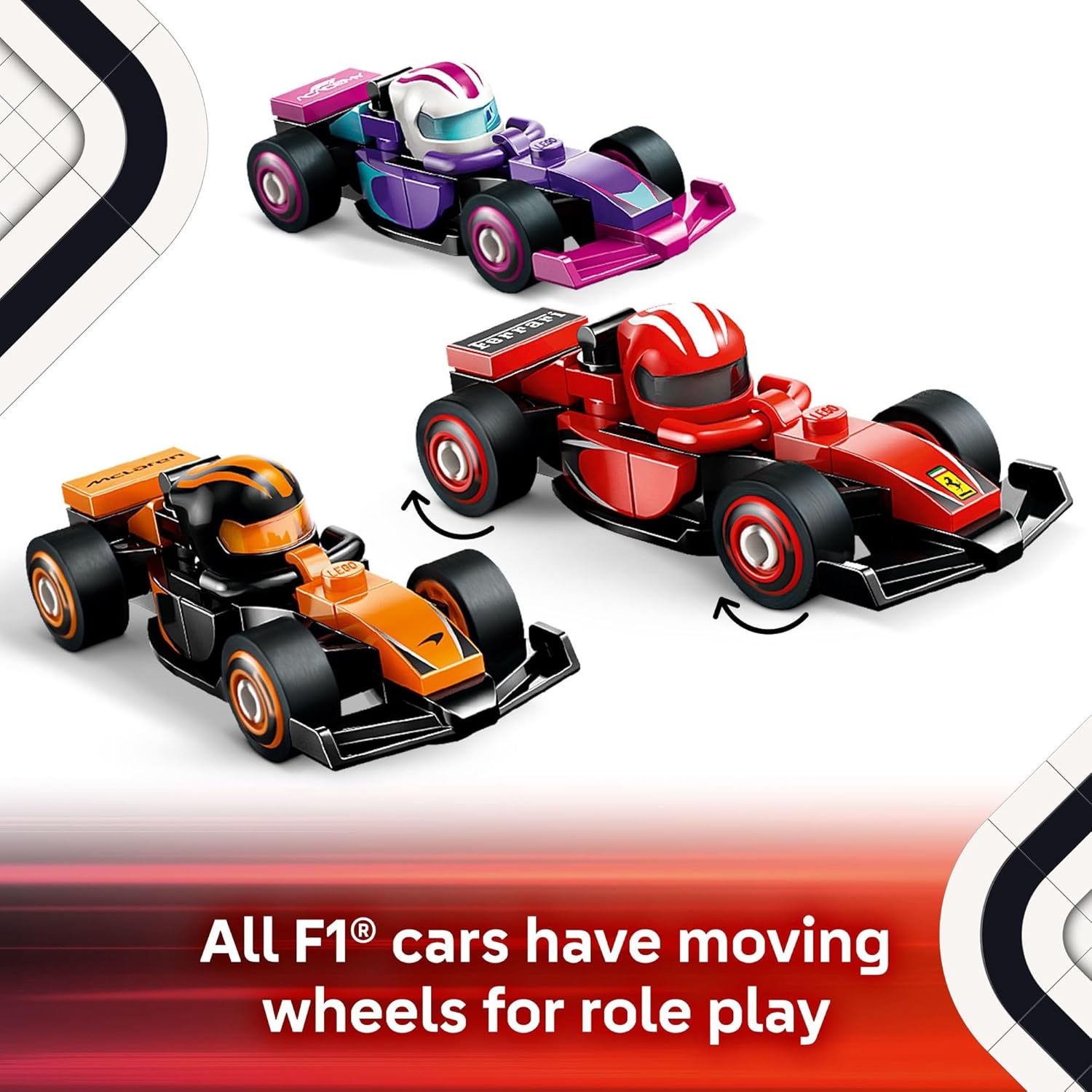 LEGO F1 Collectible Race Cars 6-Pack - Mystery Building Set for Kids, Party Favors & Gift, Ages 6+
