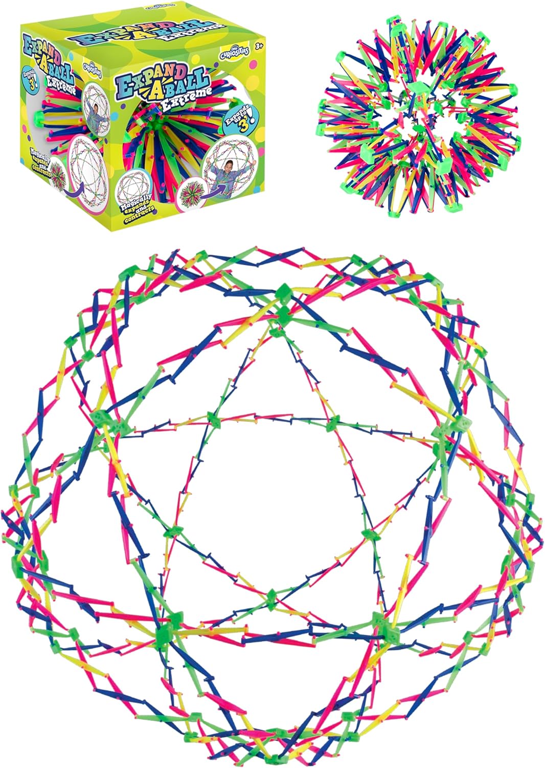 Hoberman Sphere Extreme Expand-A-Ball – Rainbow Expandable Fidget Toy 3 Ft