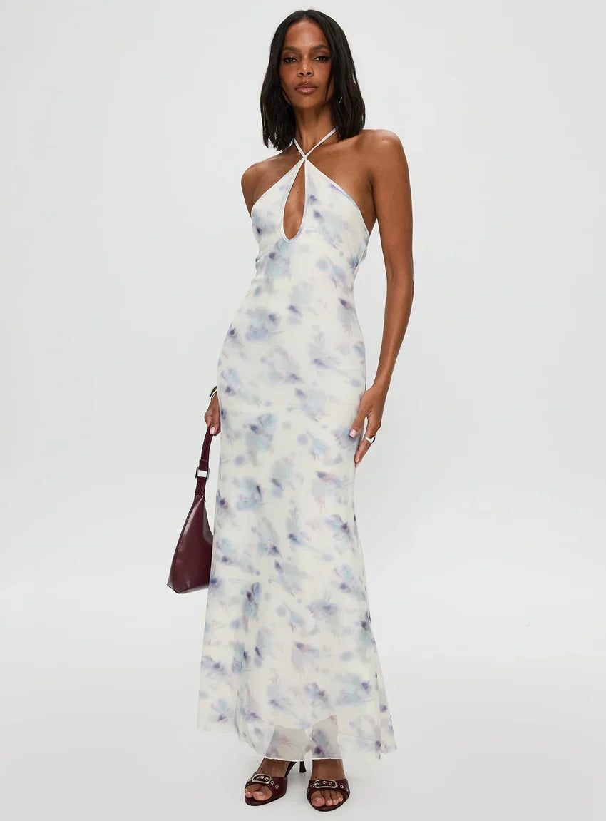 Walk On Water Halter Maxi Dress White