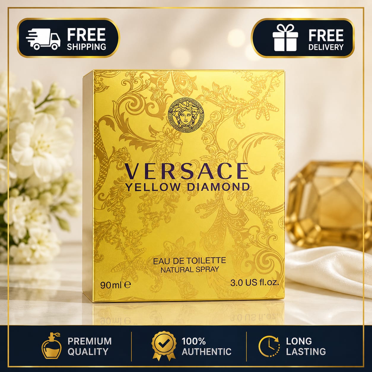 Versace Yellow Diamond Eau de Toilette for Women – 90ml / 3.0 fl oz