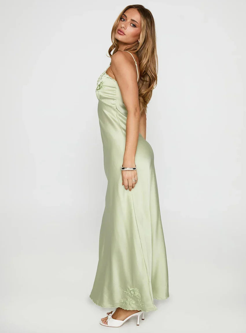 Cyrielle Embroidered Maxi Dress Sage