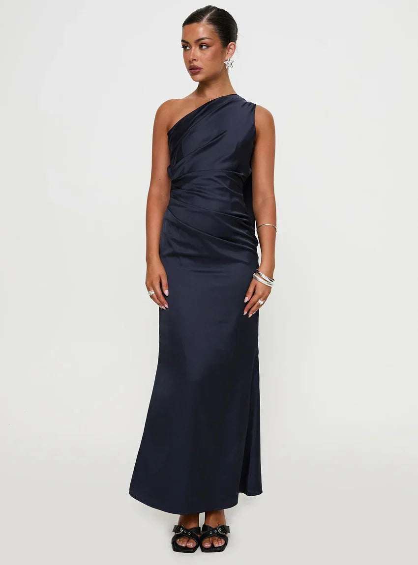 Dulcia One Shoulder Maxi Dress Blue