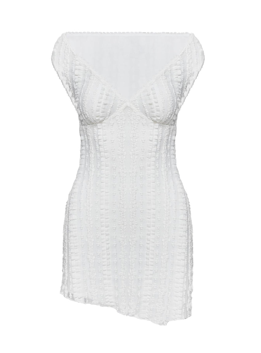 Breezy Off The Shoulder Mini Dress White