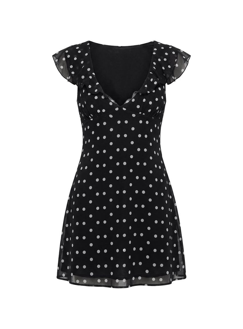 I Guess So Mini Dress Black Polka Dot