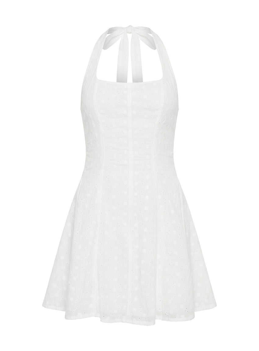Kittee Halter Mini Dress White