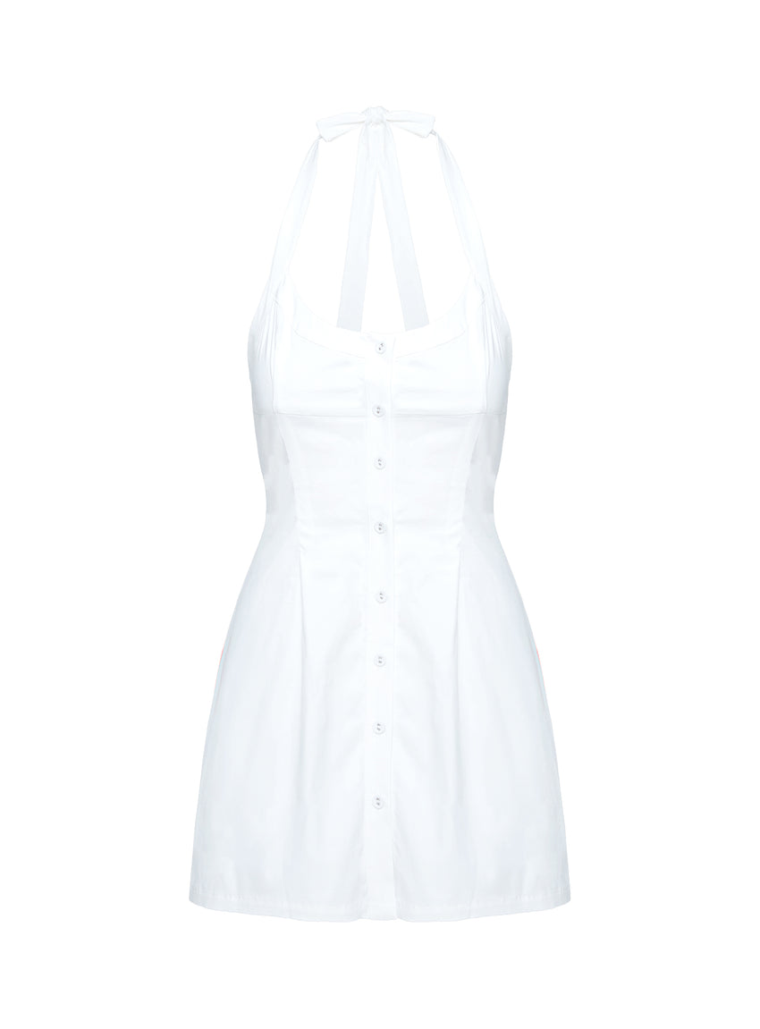 Mallorie Halter Mini Dress White