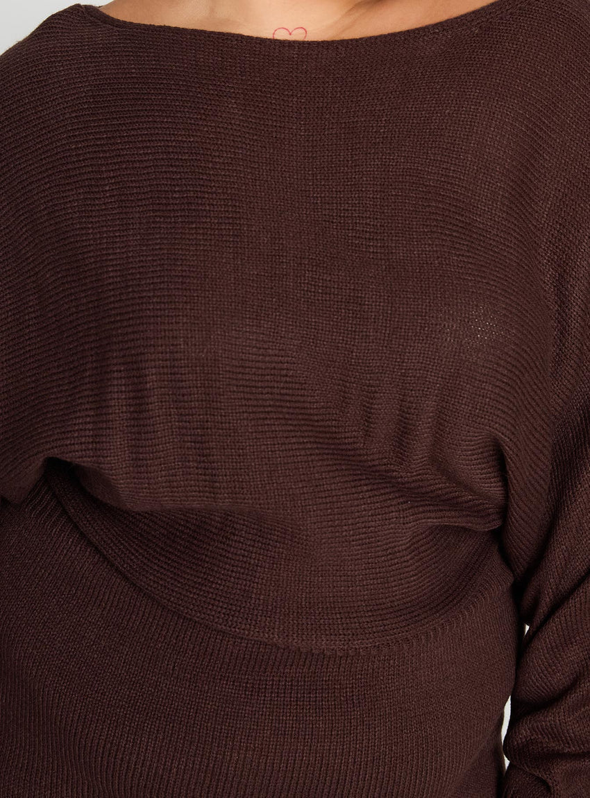 Bellamie Long Sleeve Mini Dress Chocolate Curve