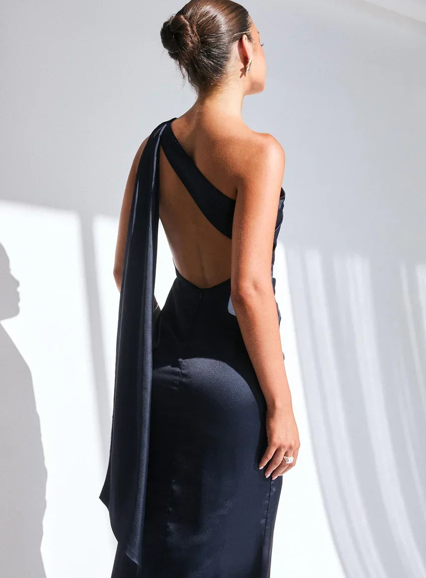 Dulcia One Shoulder Maxi Dress Blue