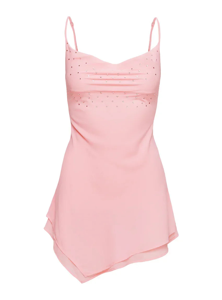 Fiasco Cowl Neck Mini Dress Pink