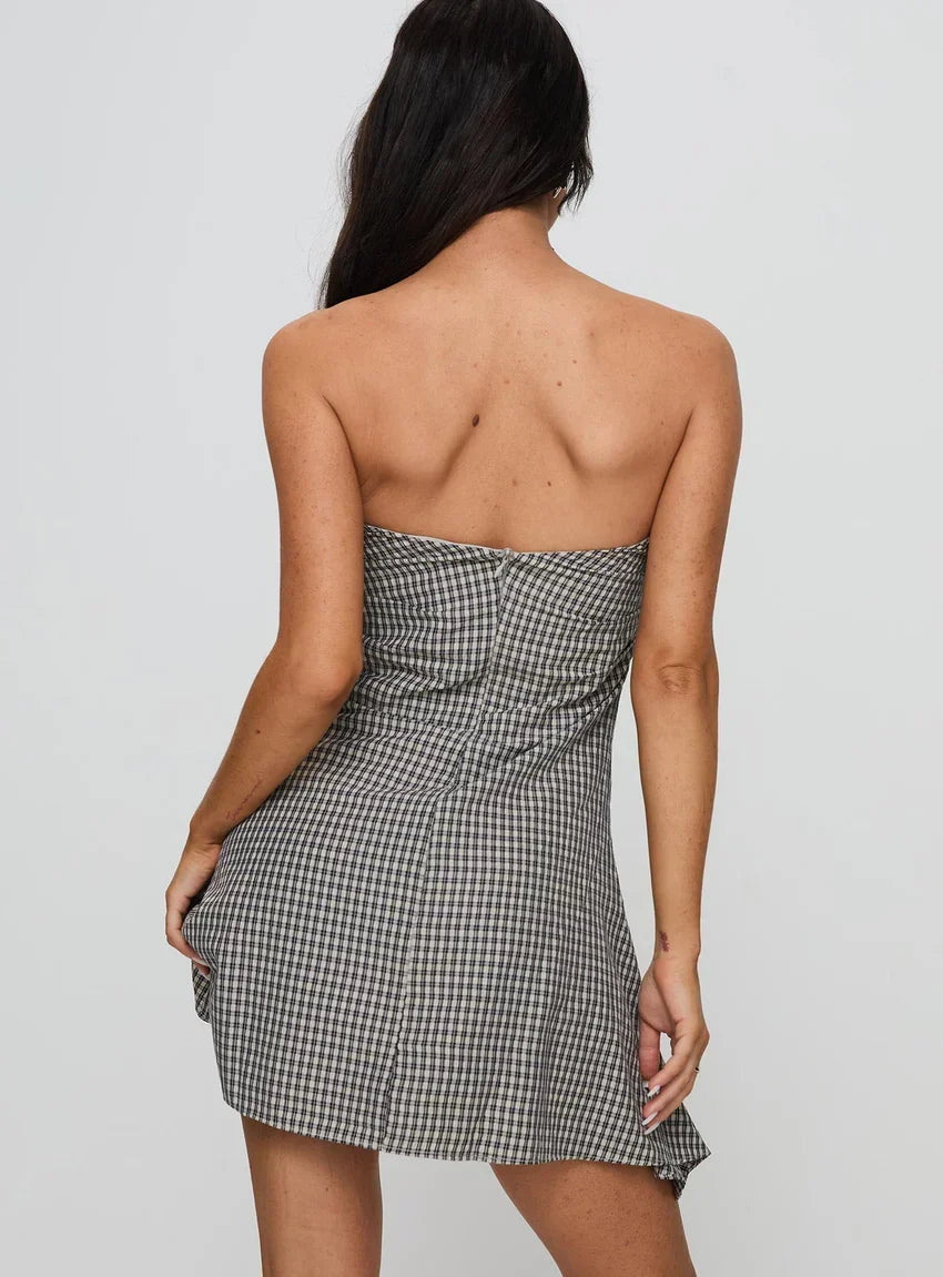 Bradwell Strapless Mini Dress Check