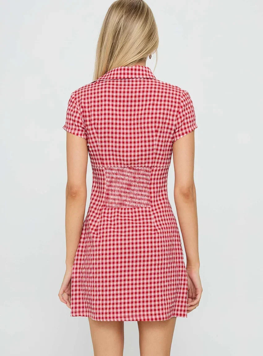 Motley Mini Dress Red Check