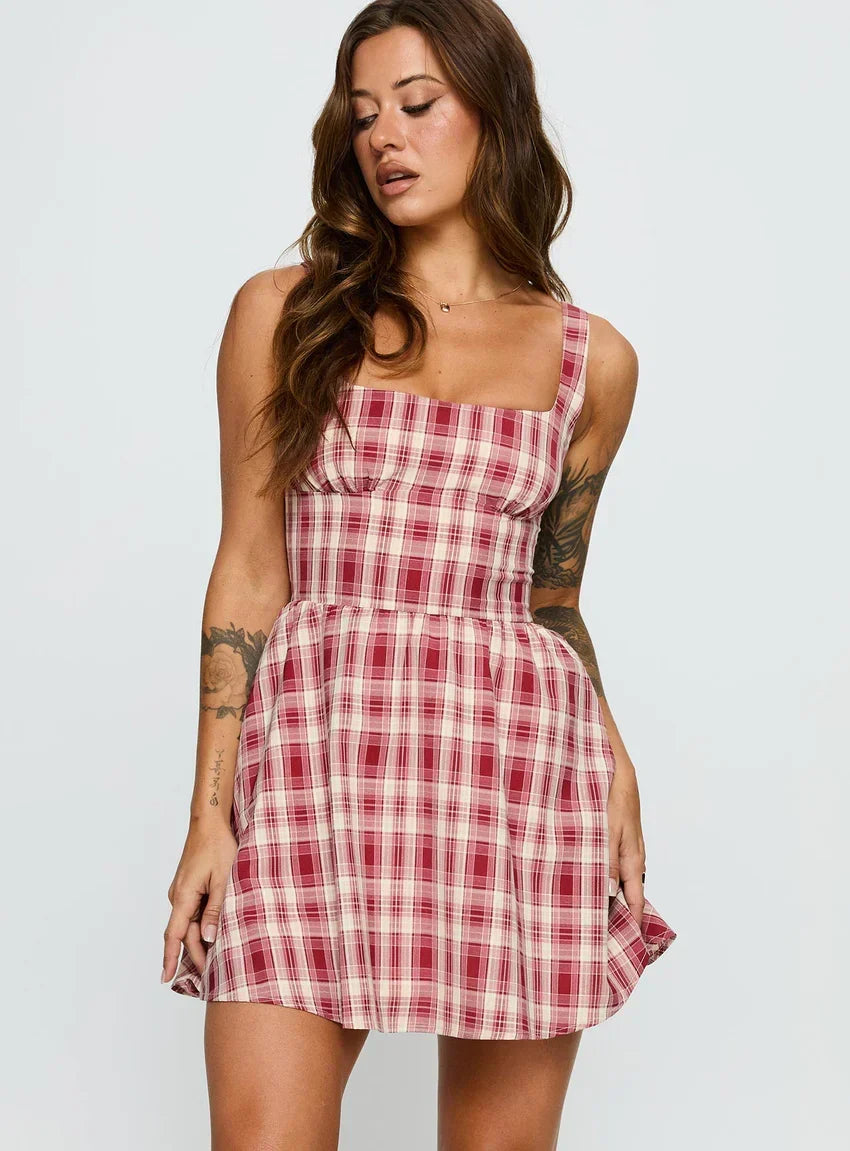Ofeliah Mini Dress Red Check